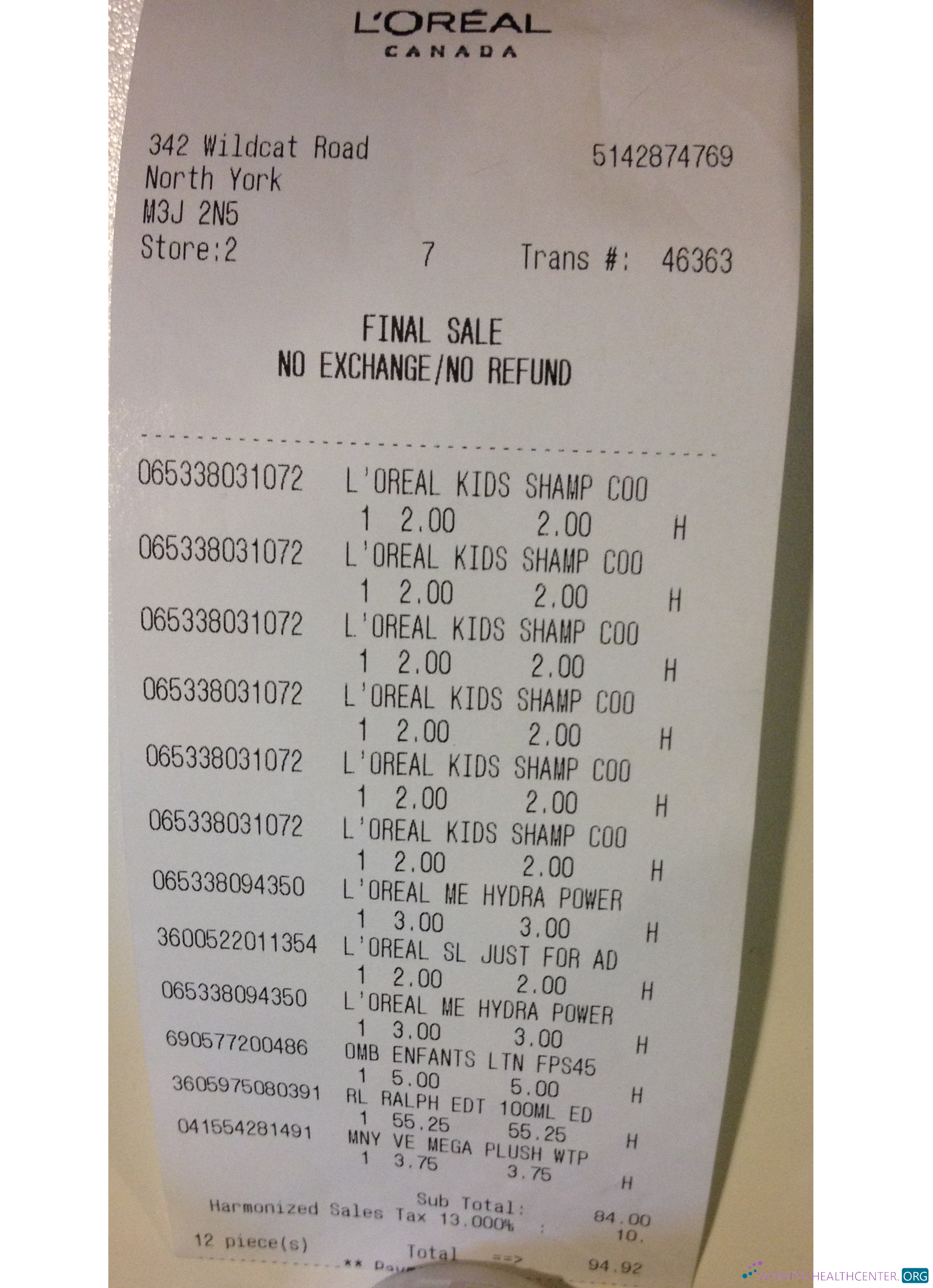 Download Canada Loreal payment check Photoshop template